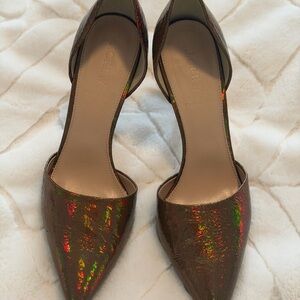 J. Crew Gold Holographic 3 1/2 inch Heels